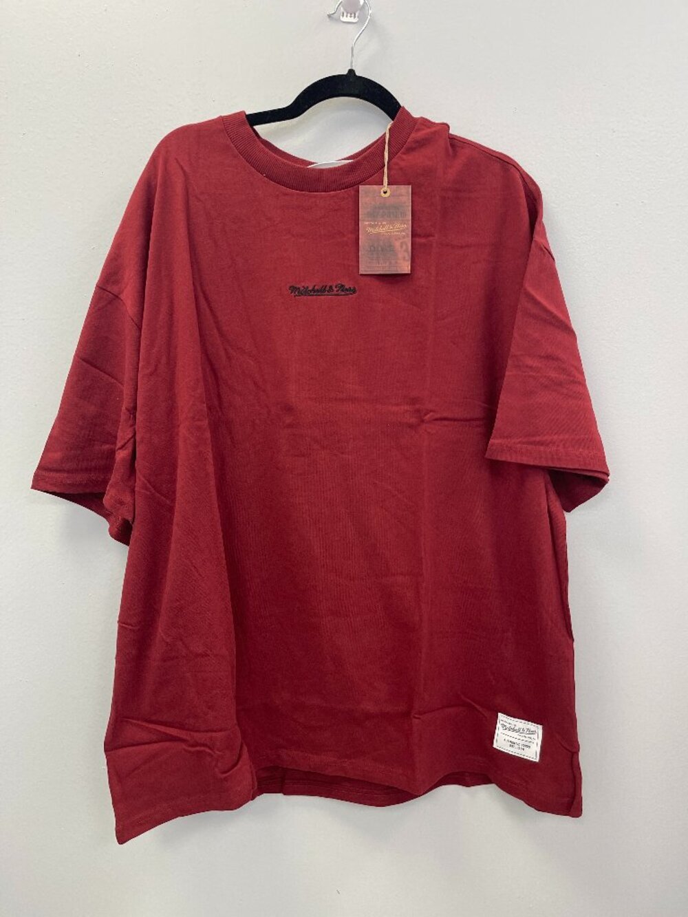 Mitchell & Ness Men’s Branded Script Tee, Burgundy, 2 XL - NWT